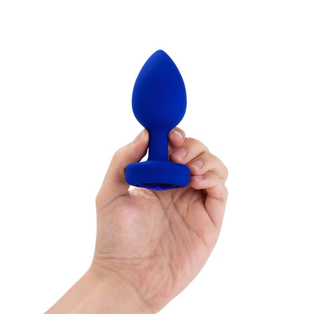 b-Vibe Vibrating Jewel Rechargeable Remote-Controlled Anal Plug with Gem Base Blue Sapphire L/XL - Zateo Joy