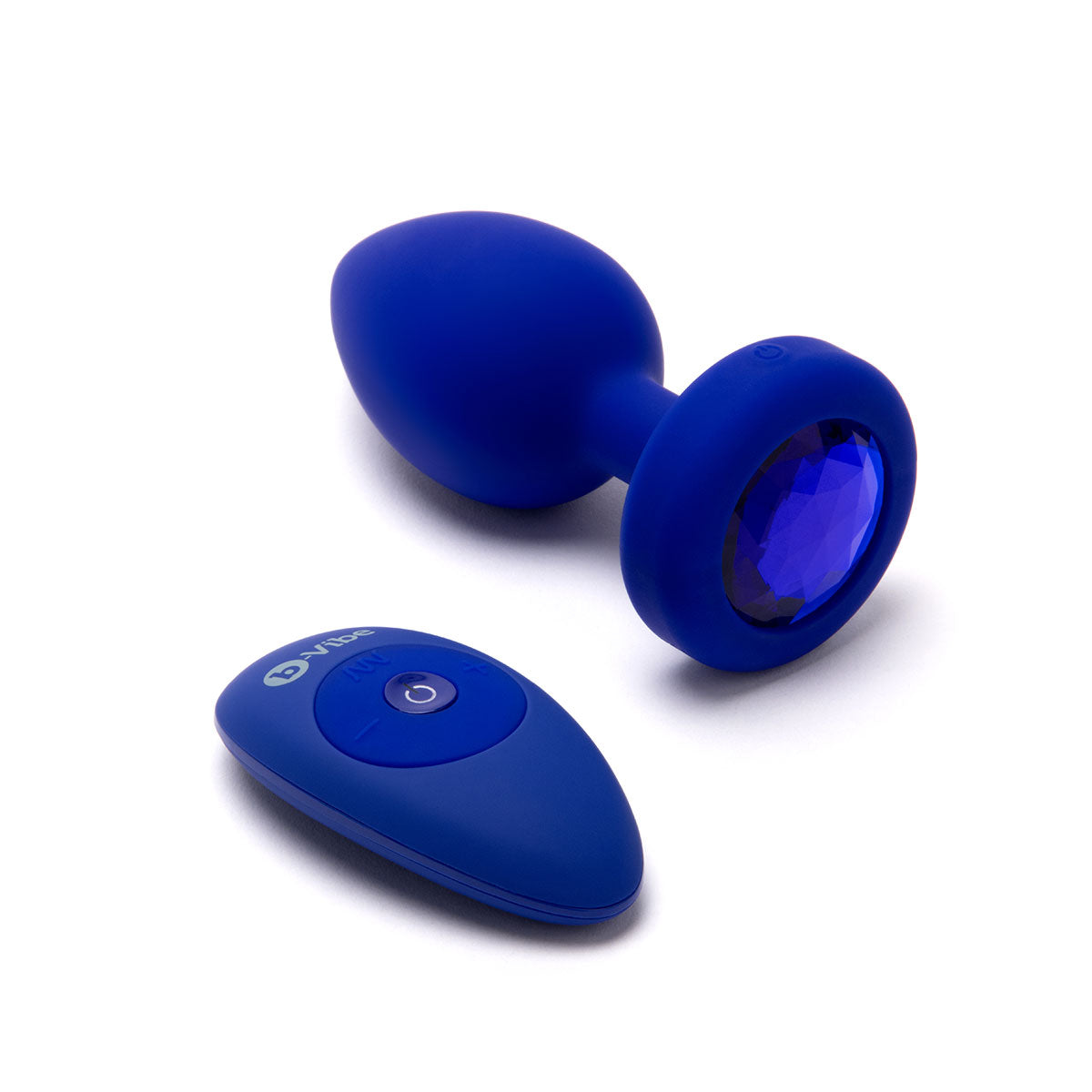 b-Vibe Vibrating Jewel Rechargeable Remote-Controlled Anal Plug with Gem Base Blue Sapphire L/XL - Zateo Joy