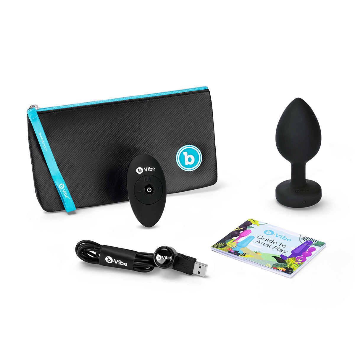 b-Vibe Vibrating Jewel Rechargeable Remote-Controlled Anal Plug with Gem Base Black Diamond XXL - Zateo Joy