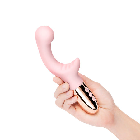 Le Wand XO Rechargeable Wave Silicone Dual Stimulation Vibrator Rose Gold - Zateo Joy