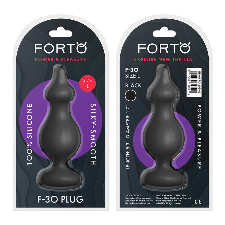 Forto F-30 Pointer Silicone Anal Plug Large Black - Zateo Joy