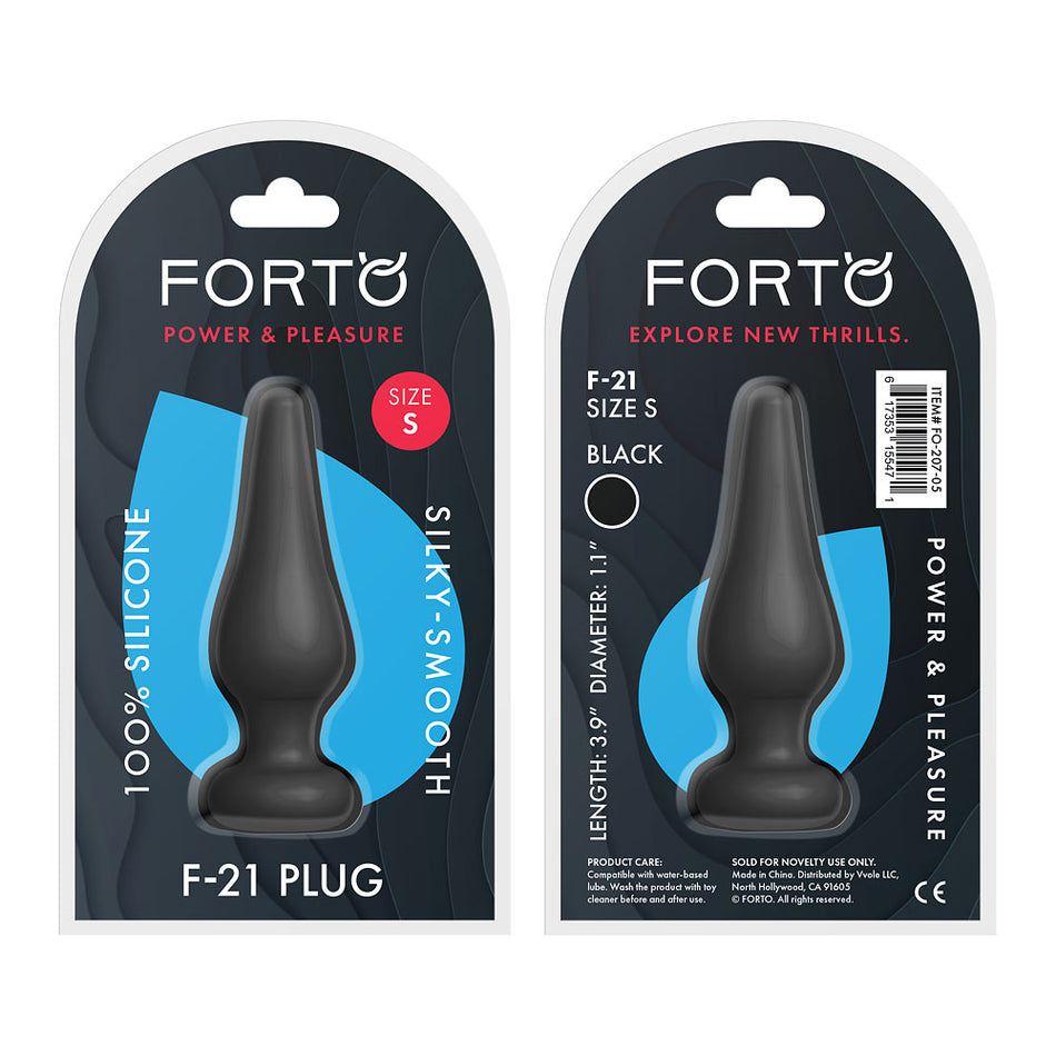 Forto F-21 Tear Drop Silicone Anal Plug Small Black - Zateo Joy