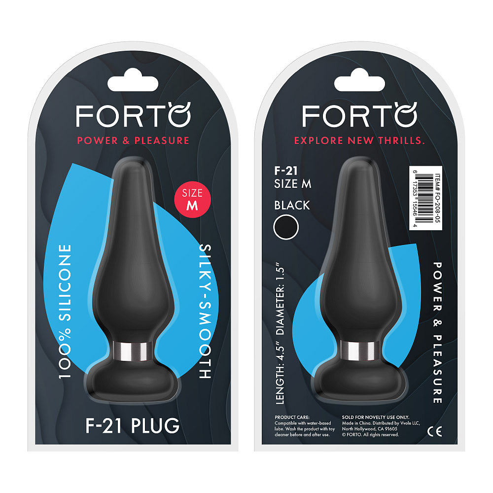 Forto F-21 Tear Drop Silicone Anal Plug Medium Black - Zateo Joy