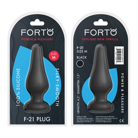 Forto F-21 Tear Drop Silicone Anal Plug Medium Black - Zateo Joy