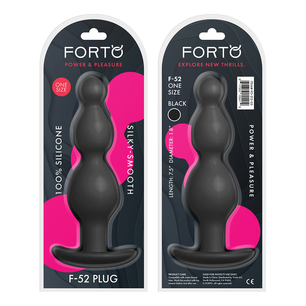 Forto F-52 Cone Beads Silicone Anal Plug Black - Zateo Joy