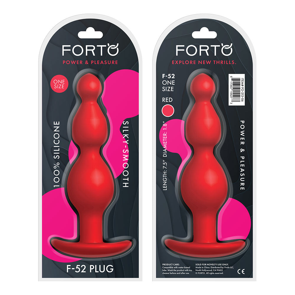 Forto F-52 Cone Beads Silicone Anal Plug Red - Zateo Joy