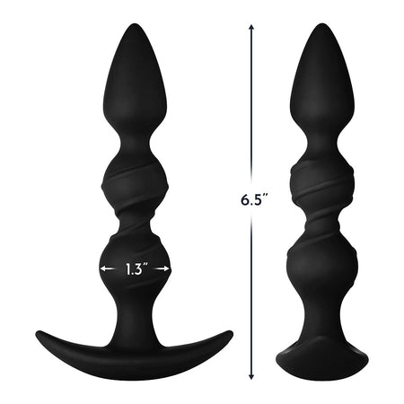 Forto F-42 Spiral Beads Silicone Anal Plug Black - Zateo Joy