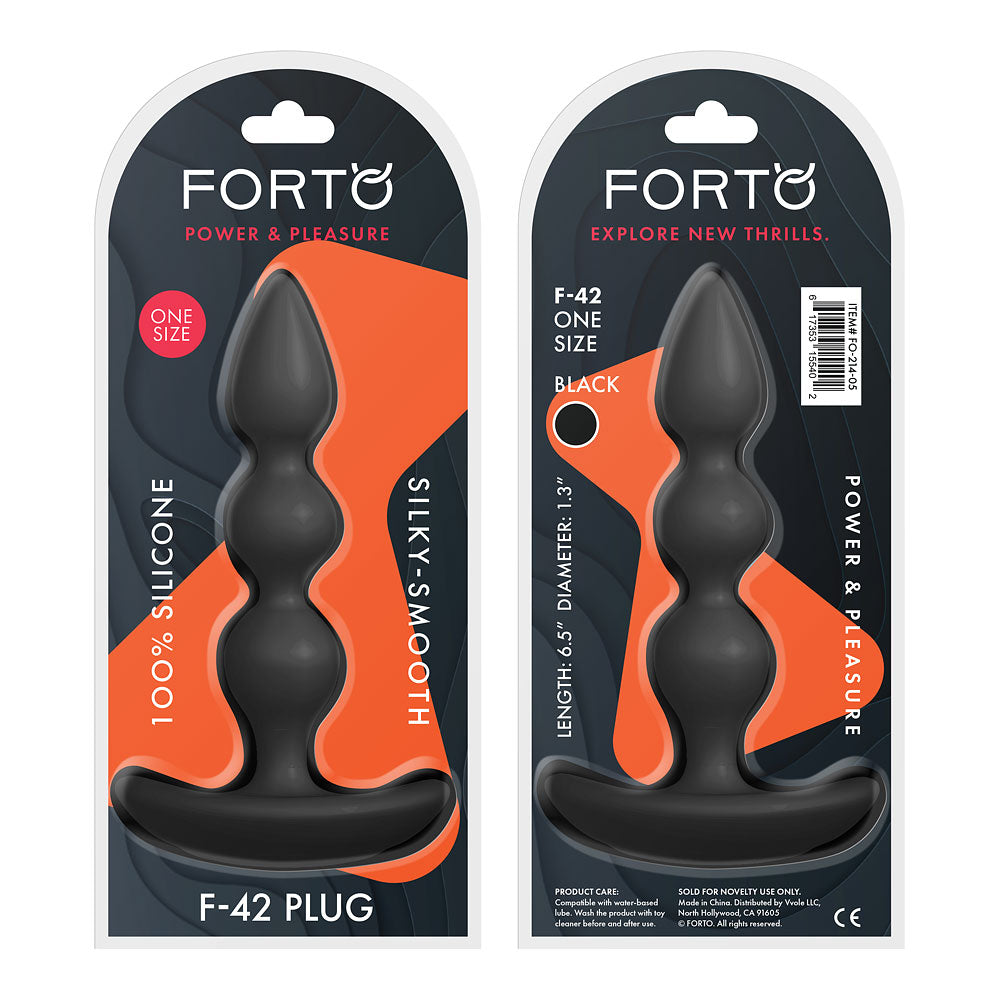 Forto F-42 Spiral Beads Silicone Anal Plug Black - Zateo Joy