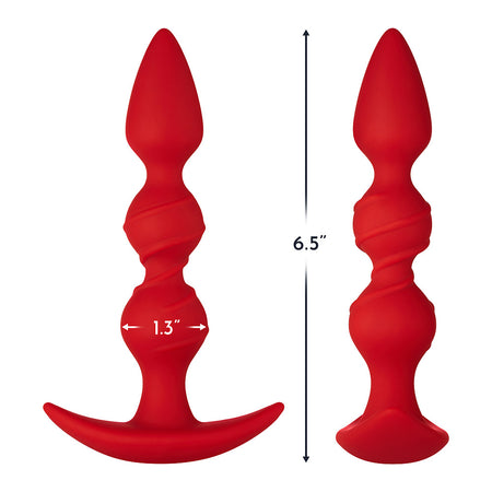 Forto F-42 Spiral Beads Silicone Anal Plug Red - Zateo Joy