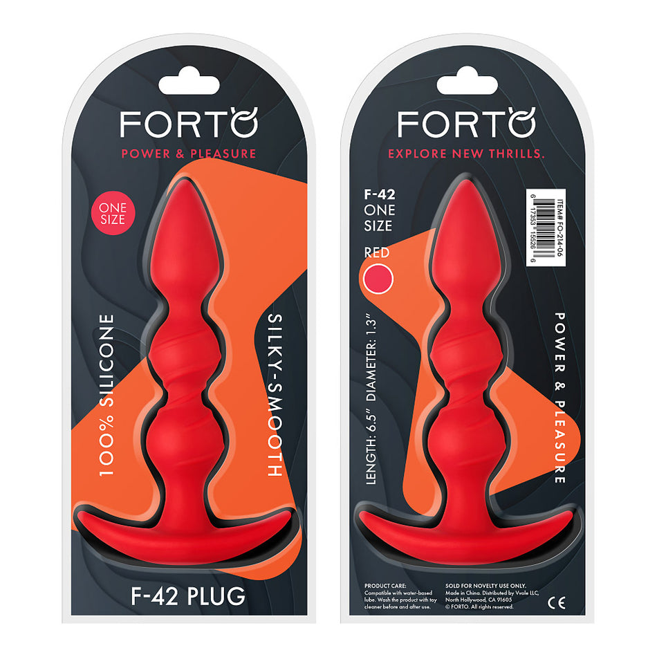 Forto F-42 Spiral Beads Silicone Anal Plug Red - Zateo Joy