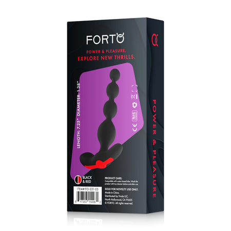 Forto Vibrating Anal Beads Rechargeable Silicone Plug Black - Zateo Joy