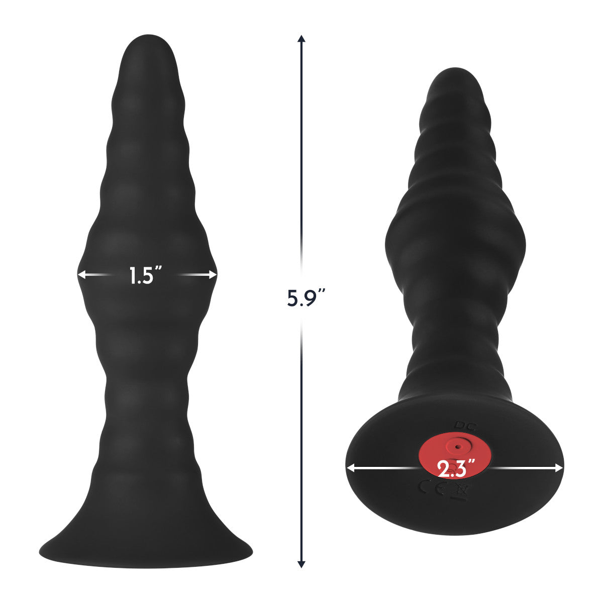 Forto Vibrating Ribbed Plug Rechargeable Remote-Controlled Silicone Anal Plug Large Black - Zateo Joy