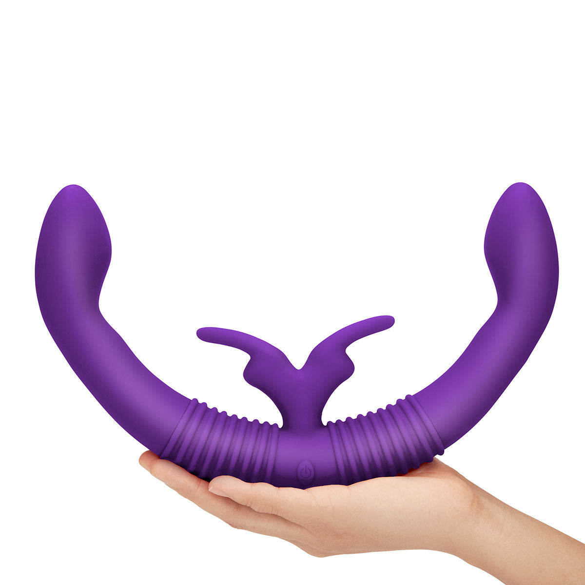 Together Couples Toy Remote-Controlled Dual Ended Rabbit Vibrator Purple - Zateo Joy