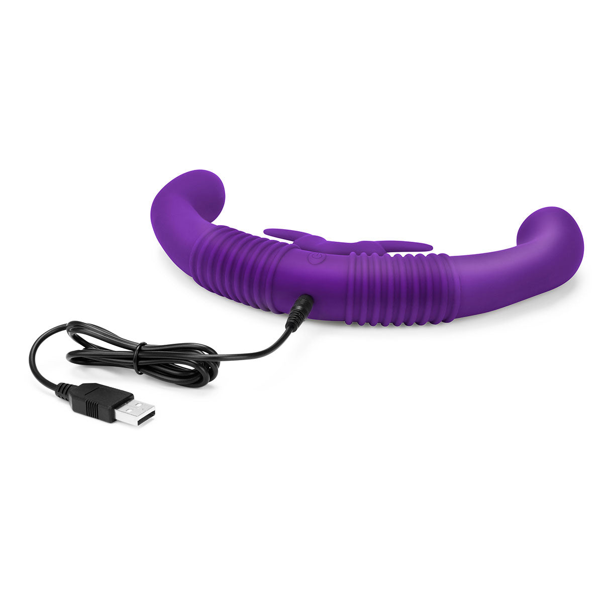 Together Couples Toy Remote-Controlled Dual Ended Rabbit Vibrator Purple - Zateo Joy