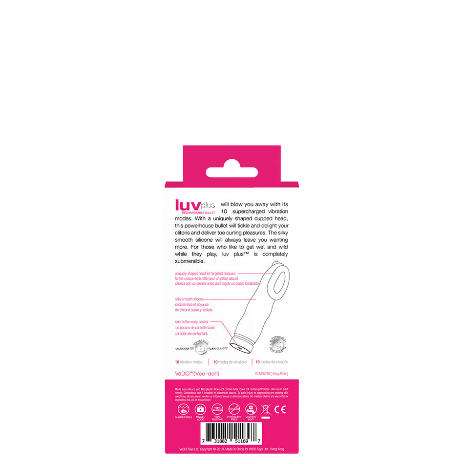 VeDO Luvplus Rechargeable Vibe - Foxy Pink - Zateo Joy