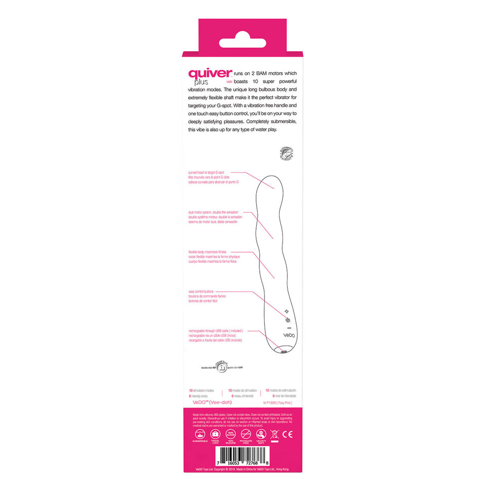 VeDO Quiver Plus Rechargeable Vibe Foxy Pink - Zateo Joy