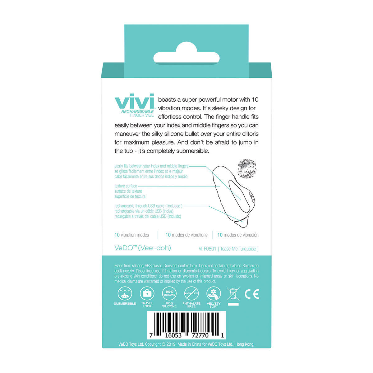 Vedo Vivi Rechargeable Finger Vibe Tease Me Turquoise - Zateo Joy