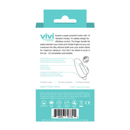 Vedo Vivi Rechargeable Finger Vibe Tease Me Turquoise - Zateo Joy