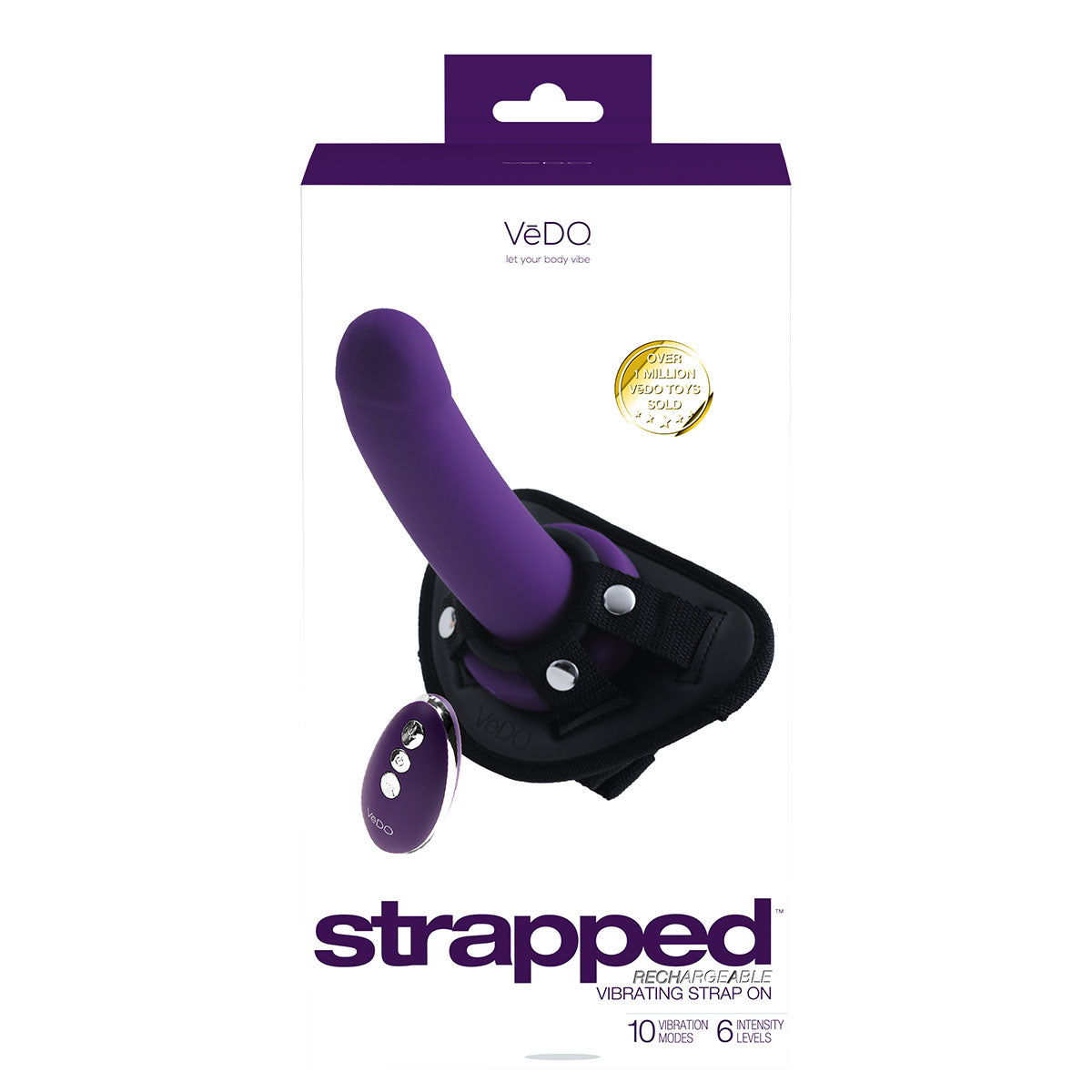 Vedo Strapped Rechargeable Vibrating Strap-On Deep Purple - Zateo Joy