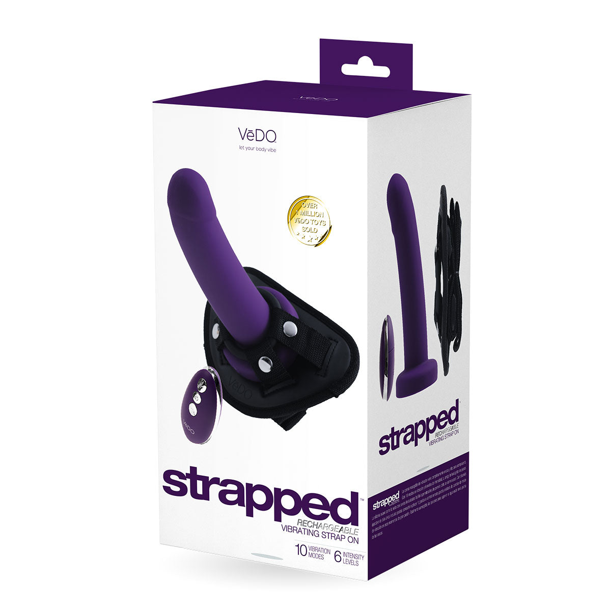 Vedo Strapped Rechargeable Vibrating Strap-On Deep Purple - Zateo Joy