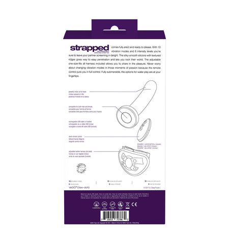 Vedo Strapped Rechargeable Vibrating Strap-On Deep Purple - Zateo Joy