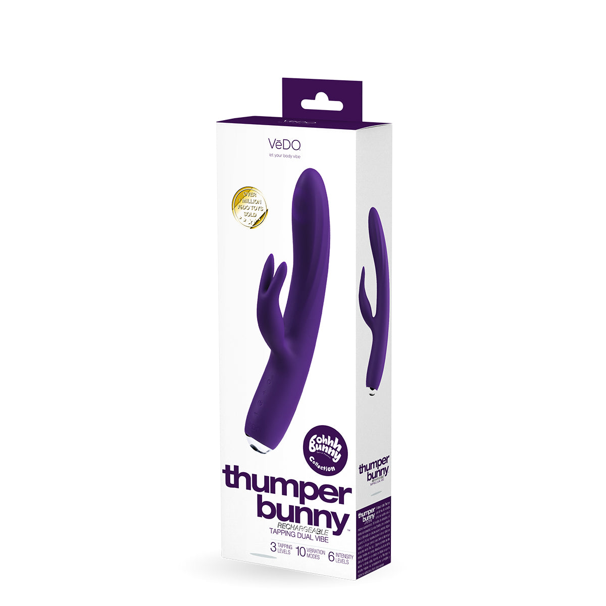 Vedo Thumper Bunny Rechargeable Dual Vibe Deep Purple - Zateo Joy