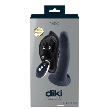 Vedo Diki Rechargeable Vibrating Dildo With Harness Just Black - Zateo Joy