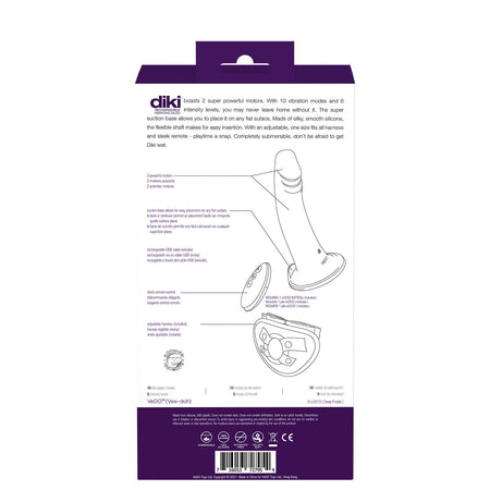 Vedo Diki Rechargeable Vibrating Dildo With Harness Deep Purple - Zateo Joy