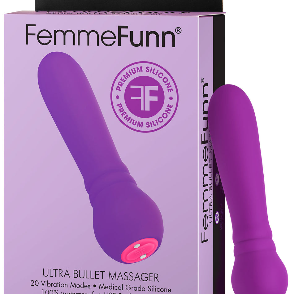 FemmeFunn Ultra Bullet Massager Rechargeable Silicone Vibrator Purple - Zateo Joy