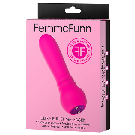 FemmeFunn Ultra Bullet Massager Rechargeable Silicone Vibrator Pink - Zateo Joy