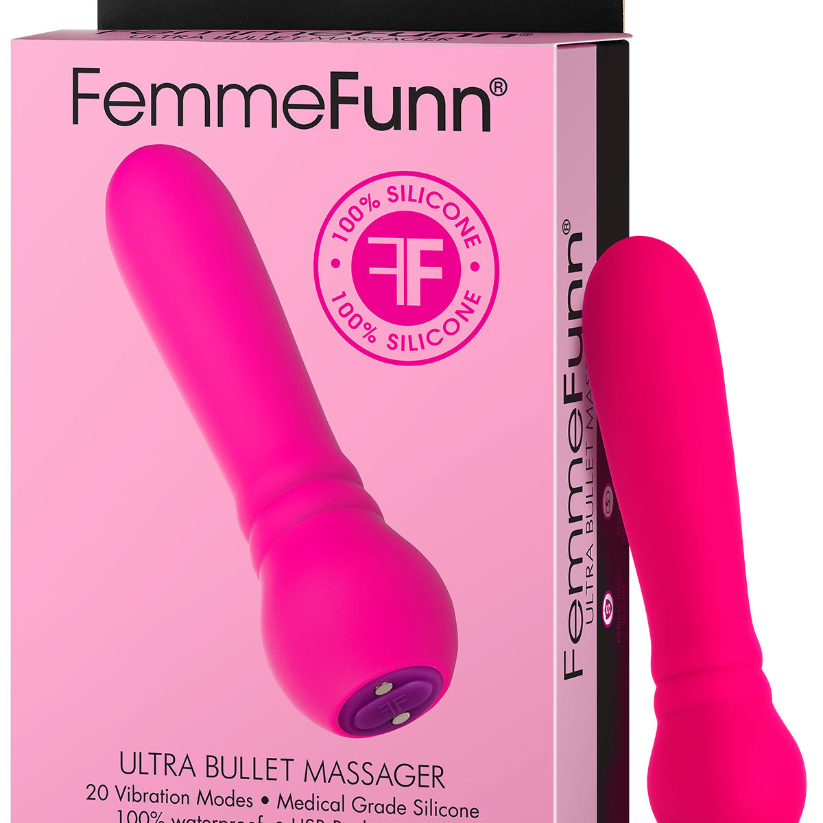 FemmeFunn Ultra Bullet Massager Rechargeable Silicone Vibrator Pink - Zateo Joy