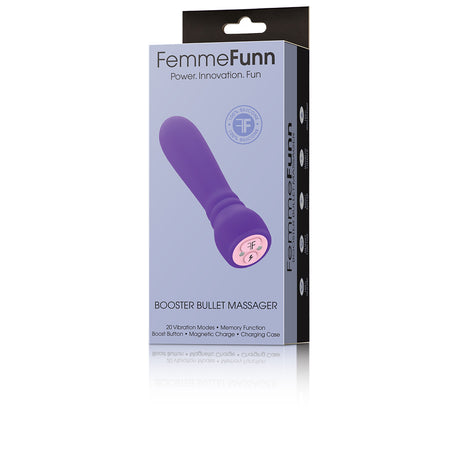 FemmeFunn Booster Bullet Massager Rechargeable Silicone Vibrator Dark Purple - Zateo Joy