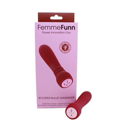 FemmeFunn Booster Bullet Massager Rechargeable Silicone Vibrator Maroon - Zateo Joy