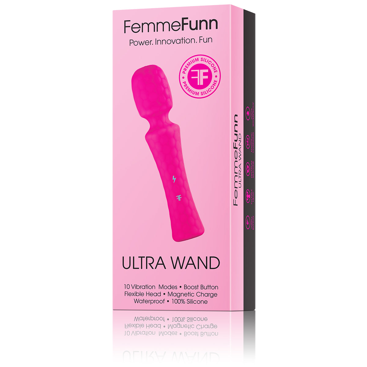 FemmeFunn Ultra Wand Rechargeable Flexible Textured Silicone Vibrator Pink - Zateo Joy