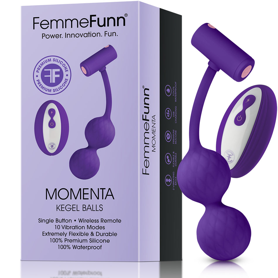 FemmeFunn Momenta Rechargeable Remote-Controlled Silicone Kegel Balls Purple - Zateo Joy