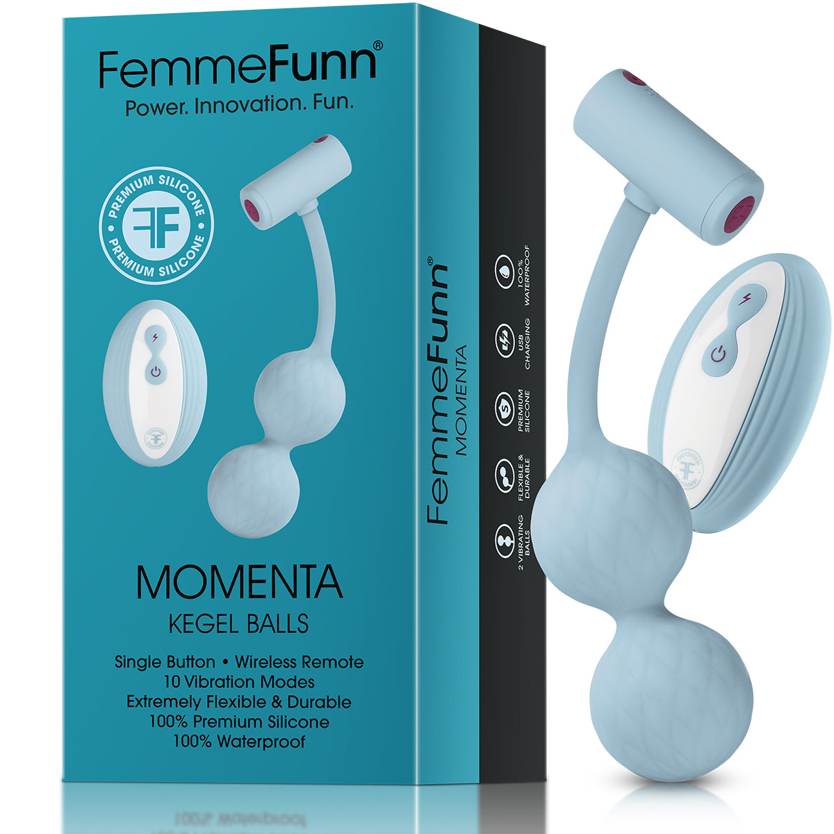 FemmeFunn Momenta Rechargeable Remote-Controlled Silicone Kegel Balls Light Blue - Zateo Joy