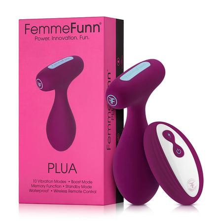 FemmeFunn Plua Rechargeable Remote-Controlled Silicone Vibrating Anal Plug Dark Fuchsia - Zateo Joy