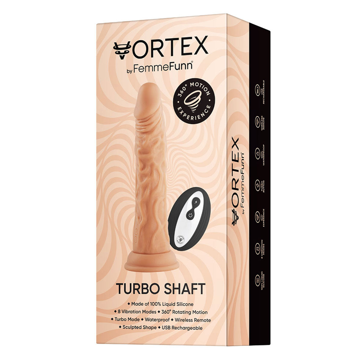 FemmeFunn Vortex Turbo Shaft 2.0 8 in. Vibrating Rotating Dildo Beige - Zateo Joy