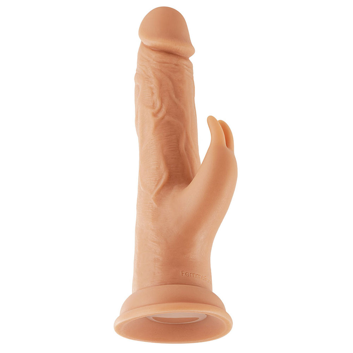 FemmeFunn Vortex Turbo Rabbit 2.0 8 in. Dual Stimulation Vibrating Dildo Beige - Zateo Joy