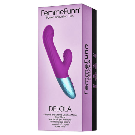 FemmeFunn Delola Rechargeable Silicone Dual Stimulation G-Spot Vibrator Purple - Zateo Joy