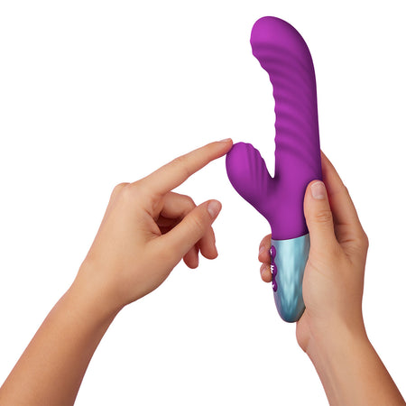 FemmeFunn Delola Rechargeable Silicone Dual Stimulation G-Spot Vibrator Purple - Zateo Joy