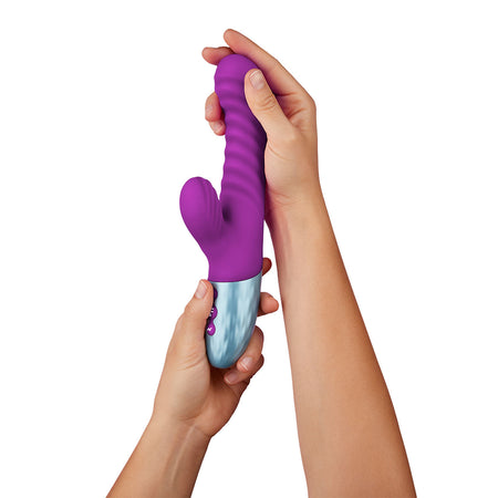 FemmeFunn Delola Rechargeable Silicone Dual Stimulation G-Spot Vibrator Purple - Zateo Joy