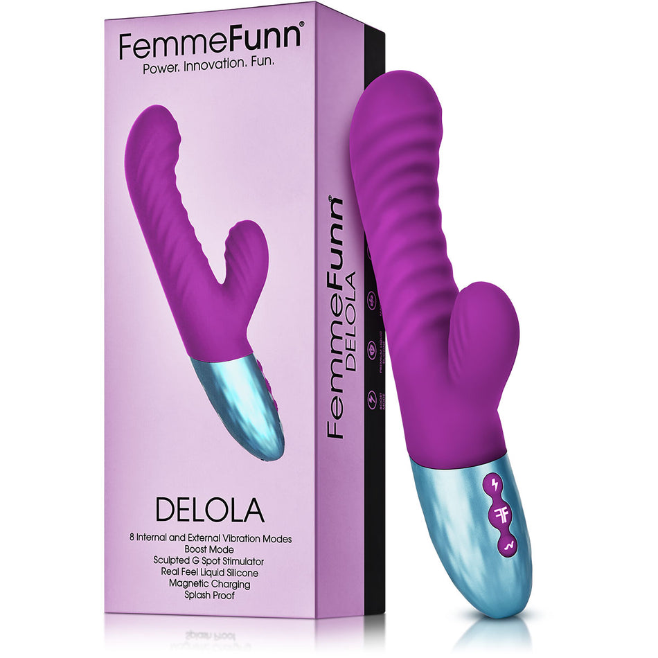 FemmeFunn Delola Rechargeable Silicone Dual Stimulation G-Spot Vibrator Purple - Zateo Joy