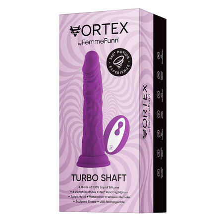 FemmeFunn Vortex Turbo Shaft 2.0 8 in. Vibrating Rotating Dildo Purple - Zateo Joy