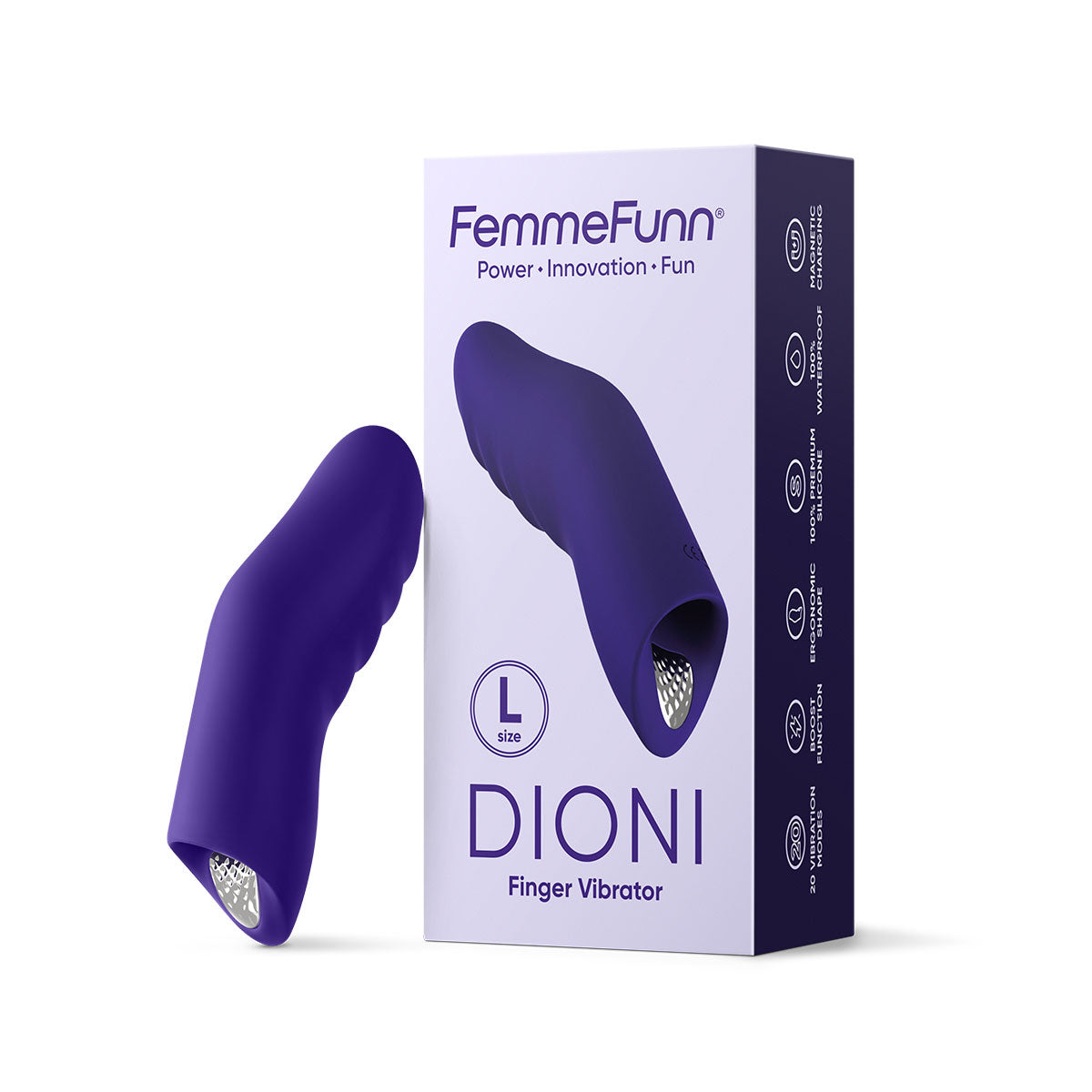 FemmeFunn Dioni Rechargeable Silicone Finger Vibrator Large Dark Purple - Zateo Joy