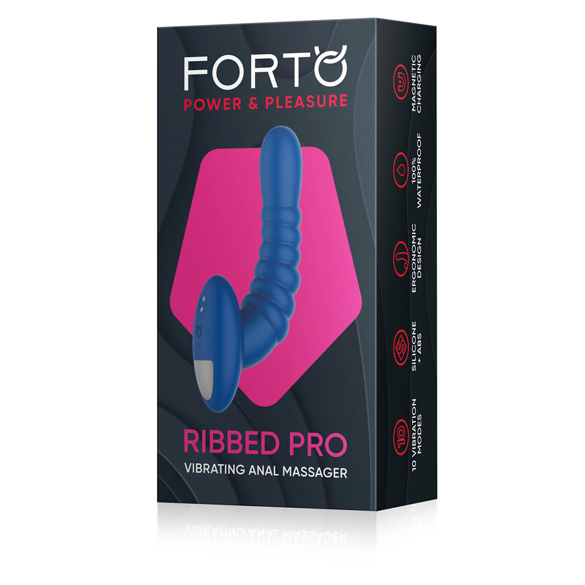 Forto Ribbed Pro Rechargeable Silicone Vibrating Anal Massager Blue - Zateo Joy