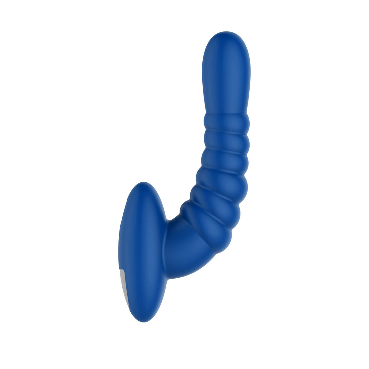 Forto Ribbed Pro Rechargeable Silicone Vibrating Anal Massager Blue - Zateo Joy