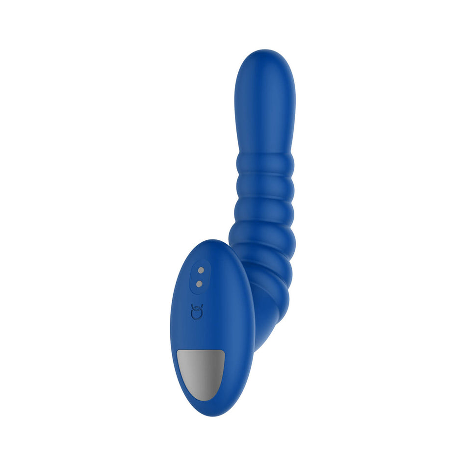 Forto Ribbed Pro Rechargeable Silicone Vibrating Anal Massager Blue - Zateo Joy