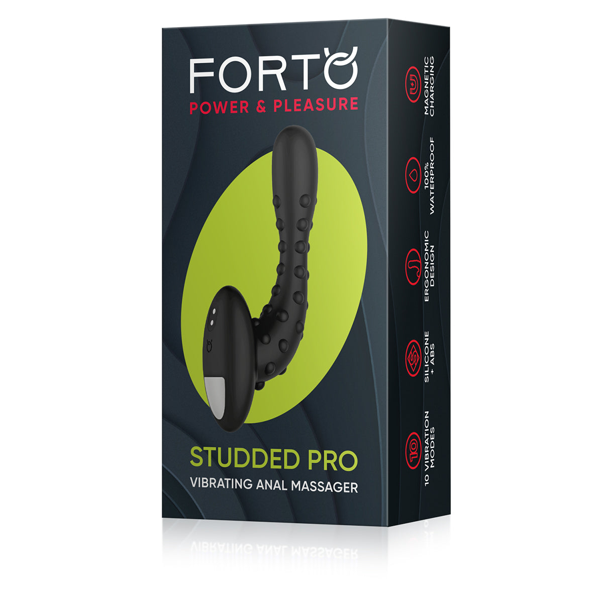 Forto Studded Pro Rechargeable Silicone Vibrating Anal Massager Black - Zateo Joy