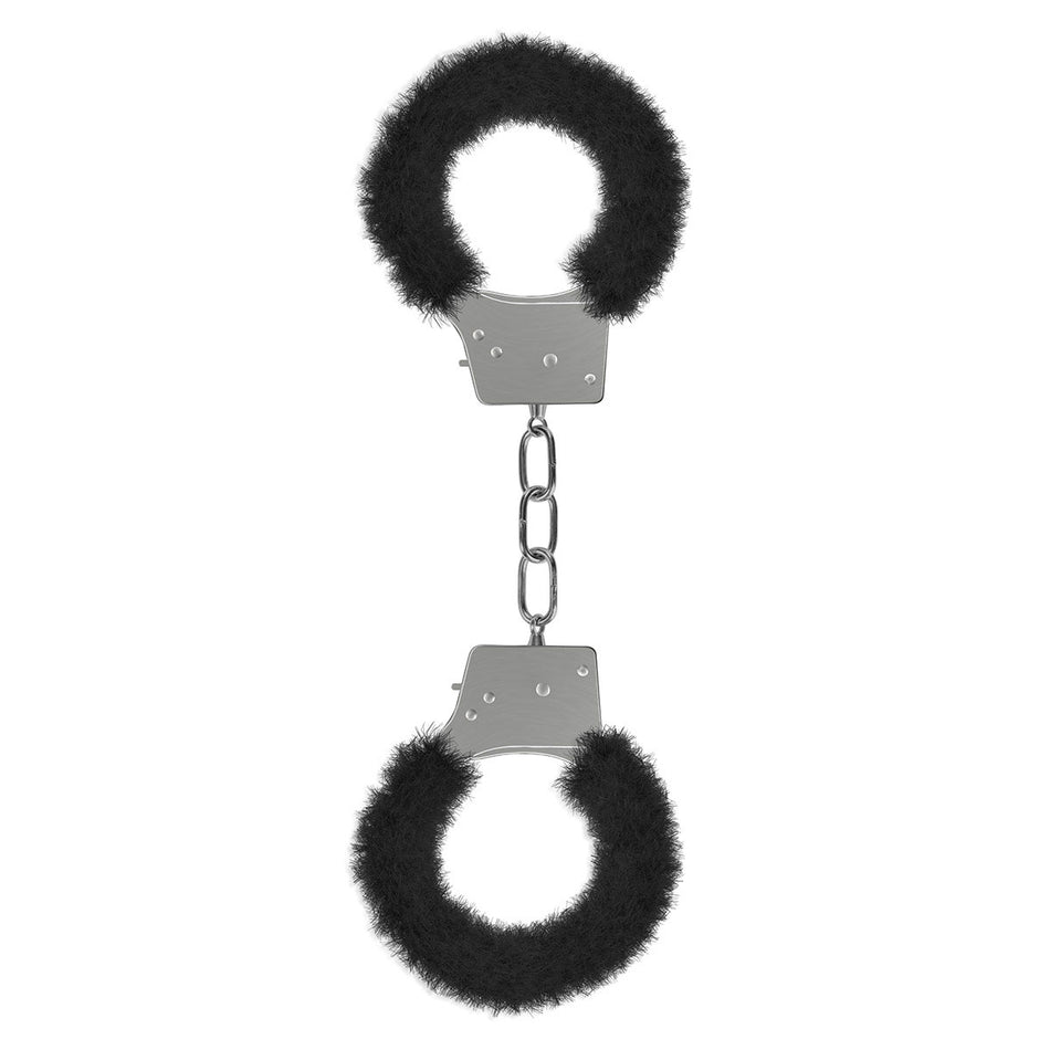 Ouch! Beginner's Furry Handcuffs With Quick-Release Black - Zateo Joy